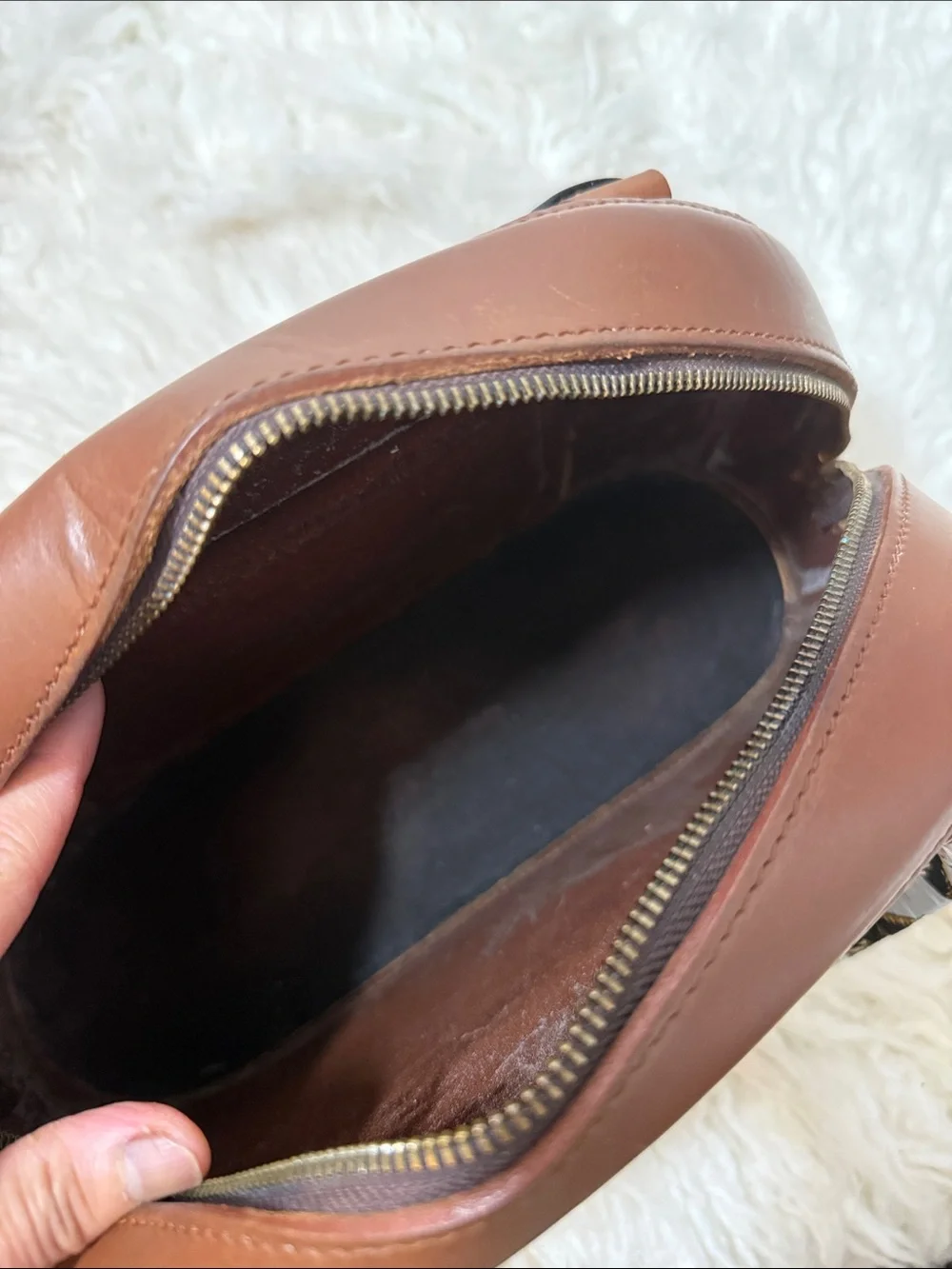 Vintage J&M Davidson Brown Leather Top-Handle Bag with Gold Turn-Lock medium